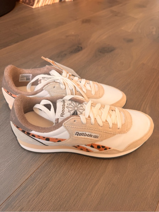 Reebok Shoes - Reebok Women Beige, White & Leopard-Accent Sneakers